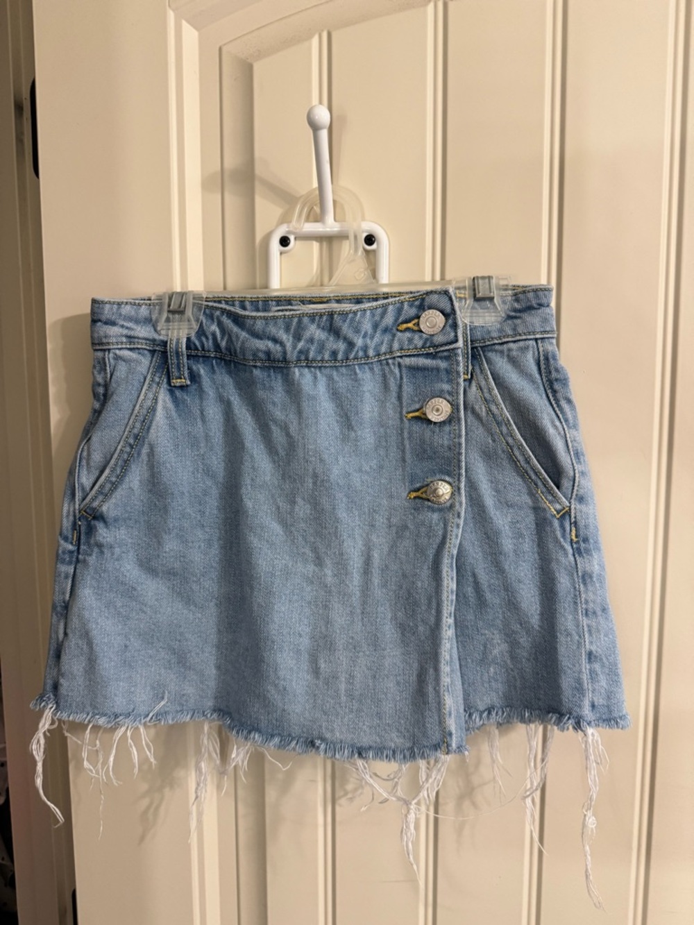 Francesca's Collections Light Blue Denim Button-Front Mini Skirt